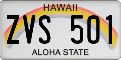 HI license plate ZVS501