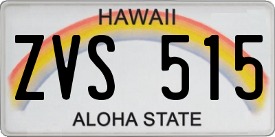 HI license plate ZVS515