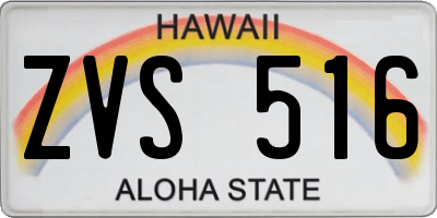 HI license plate ZVS516