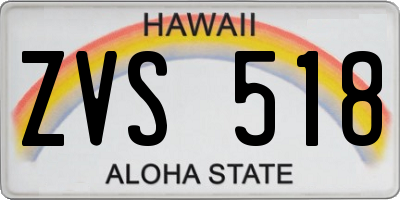 HI license plate ZVS518