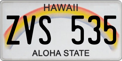 HI license plate ZVS535
