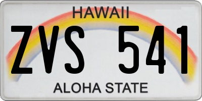 HI license plate ZVS541