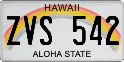 HI license plate ZVS542
