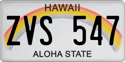 HI license plate ZVS547