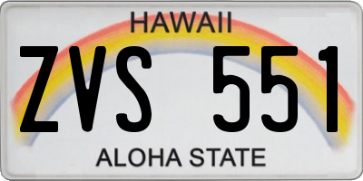 HI license plate ZVS551