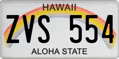HI license plate ZVS554