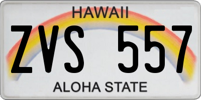 HI license plate ZVS557