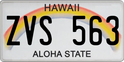 HI license plate ZVS563