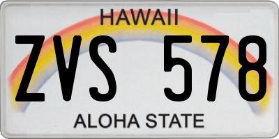 HI license plate ZVS578