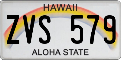 HI license plate ZVS579