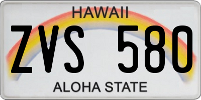 HI license plate ZVS580