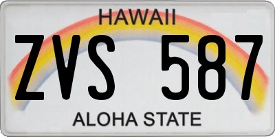 HI license plate ZVS587