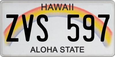 HI license plate ZVS597