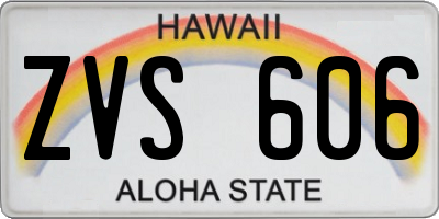 HI license plate ZVS606