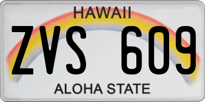 HI license plate ZVS609