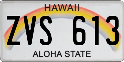 HI license plate ZVS613