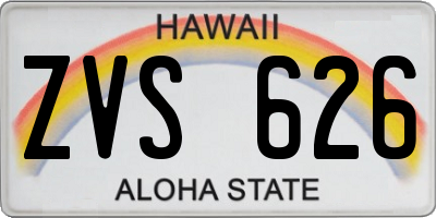 HI license plate ZVS626
