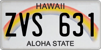 HI license plate ZVS631