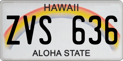 HI license plate ZVS636