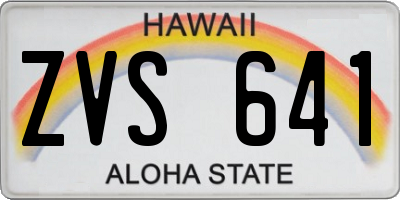 HI license plate ZVS641