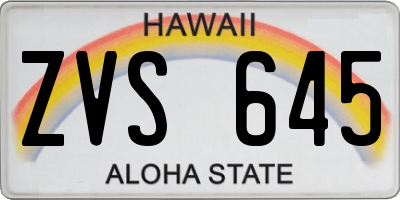 HI license plate ZVS645