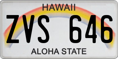 HI license plate ZVS646
