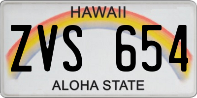 HI license plate ZVS654