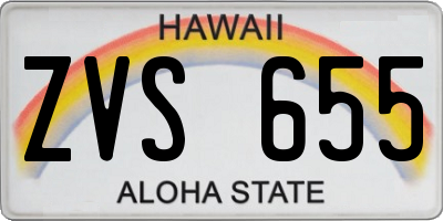 HI license plate ZVS655