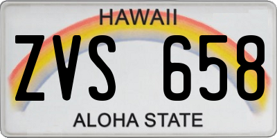HI license plate ZVS658