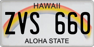 HI license plate ZVS660
