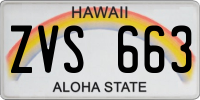HI license plate ZVS663