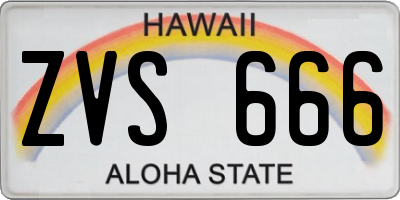 HI license plate ZVS666