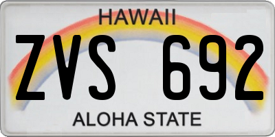 HI license plate ZVS692