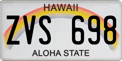 HI license plate ZVS698
