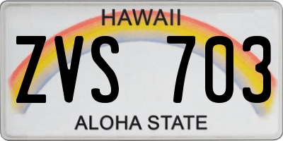 HI license plate ZVS703