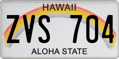 HI license plate ZVS704