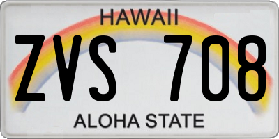 HI license plate ZVS708