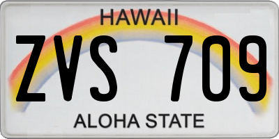 HI license plate ZVS709