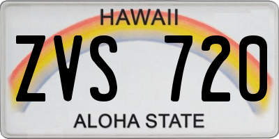 HI license plate ZVS720