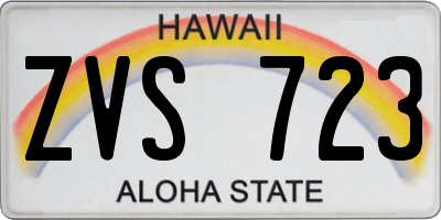HI license plate ZVS723
