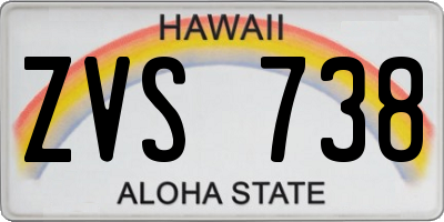 HI license plate ZVS738