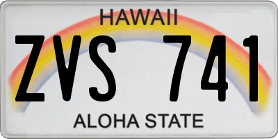 HI license plate ZVS741
