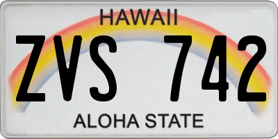 HI license plate ZVS742
