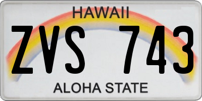 HI license plate ZVS743
