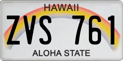 HI license plate ZVS761
