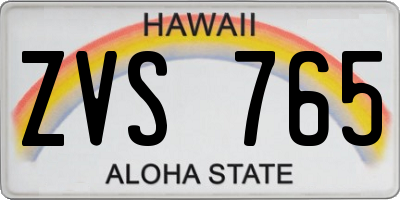 HI license plate ZVS765