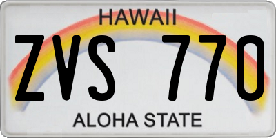 HI license plate ZVS770