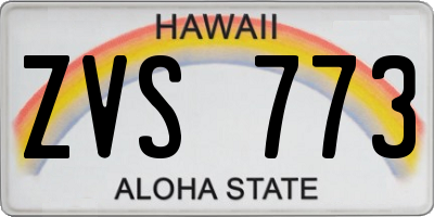 HI license plate ZVS773