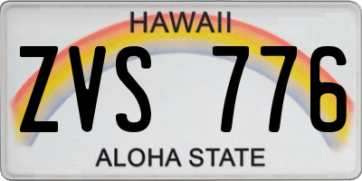 HI license plate ZVS776