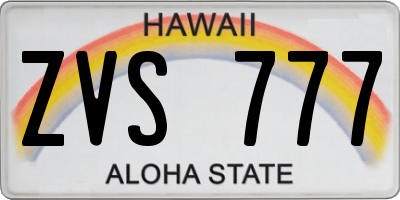 HI license plate ZVS777